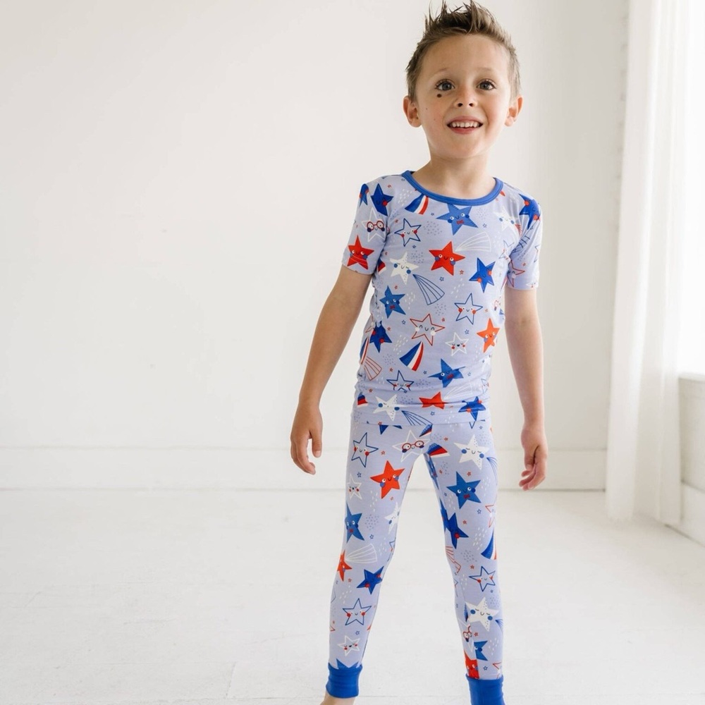 Little Sleepies Blue Stars and Stripes pajama set size 3T